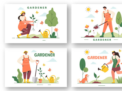 12 Summer Gardener Illustration