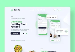 Diet app Plus Website UI Design
