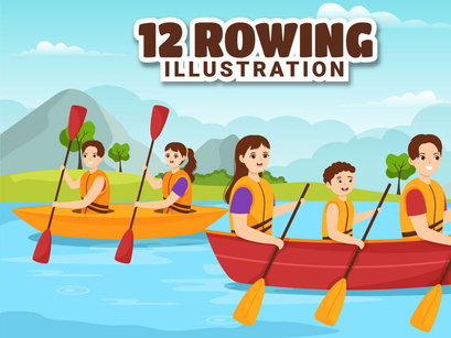 12 Rowing Sport Illustration