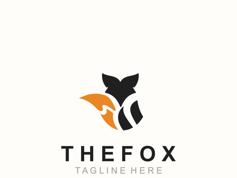 Fox logo design simple and minimalist template. abstract animal Fox tail illustration
