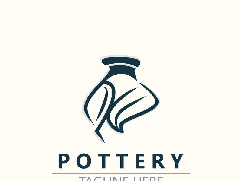 Pottery logo design handmade, creative traditional mug craft sign concept inspiration nature workshop