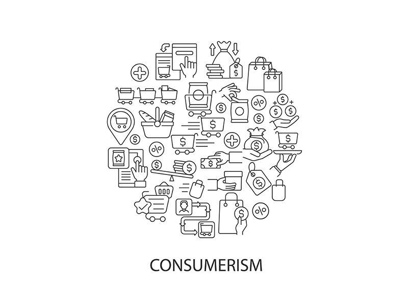 Consumerism abstract linear concept layout with headline
