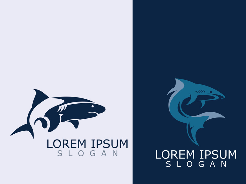 Shark Logo animal sea design icon vector silhouette template