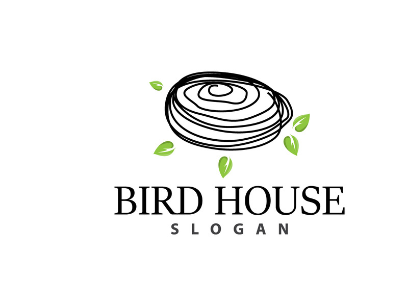 Bird Nest Logo, Bird House Shelter Vector