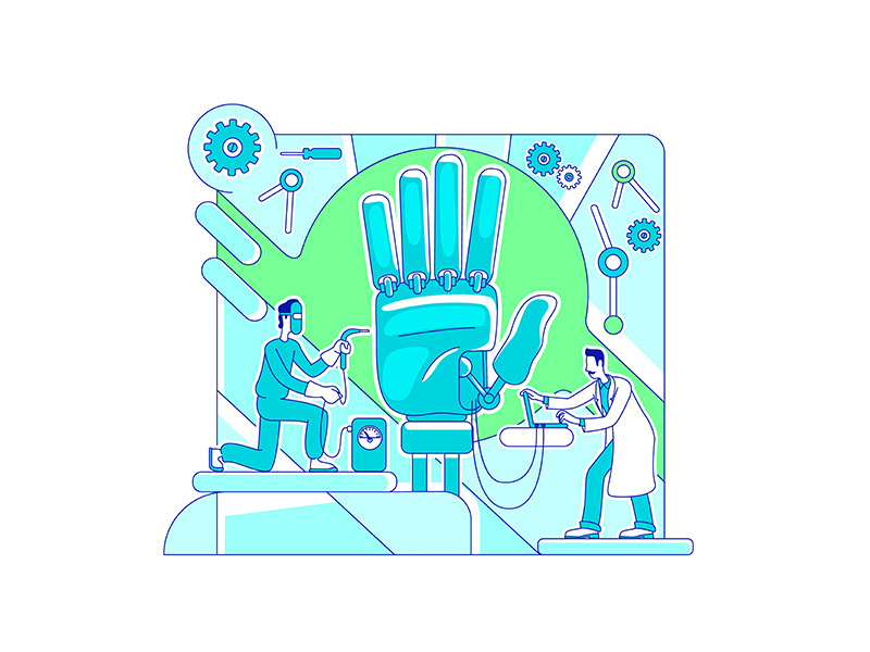 Prosthetics science thin line concept vector illustration