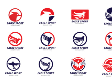 Wing Bird Falcon red logo vector preview picture