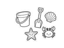 Beach summer toys set flat design vector illustration