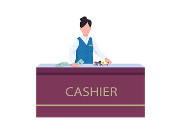Cashier flat color vector faceless character preview picture