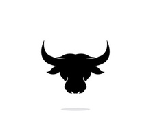 Retro vintage bull head horns logo design.