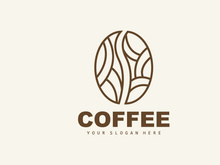 coffee bean drink logo design in brown color vector illustration