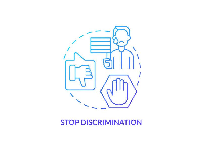 Stop discrimination blue gradient concept icon