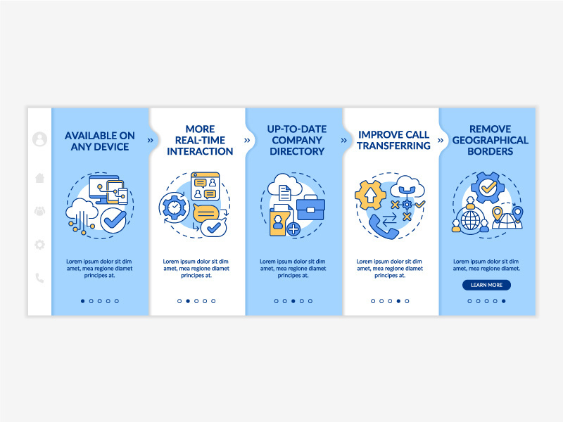 UCaaS benefits blue and white onboarding template