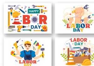 13 Happy Labor Day Vector Illustration