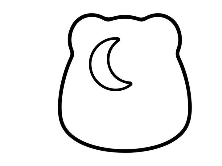 Cute cartoon bear with crescent moon on chest. Minimalist animal mascot for nighttime or Halloween branding.