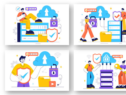 13 Digital Cloud Security Illustration