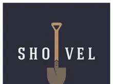 Shovel logo for agriculture, excavation,building, mining foundation. gardening vector set design with leaves