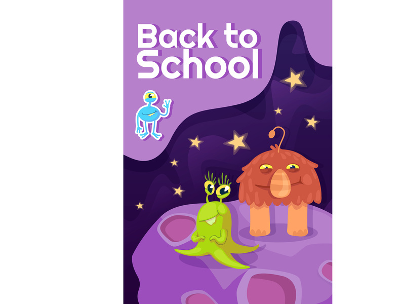 Back to school poster flat vector template