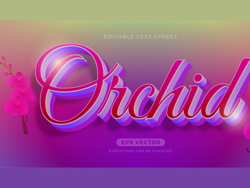 Orchid editable text effect style vector