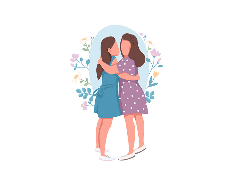 Lesbian couple flat concept vector illustration