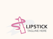 Lipstick logo design for makeup fashion shop and beauty vector cosmetic design template