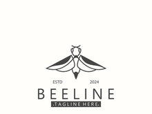 Bee line art animal exclusive logo simple inspiration on black background design