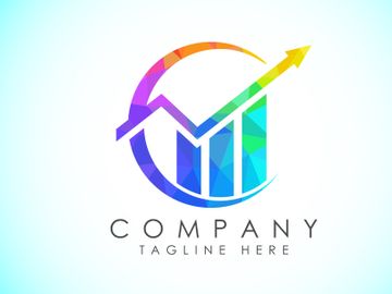 Imagen de vista previa de Plantilla vectorial de diseño de logo de finanzas y contabilidad en estilo de arte low poly, logo de negocio financiero