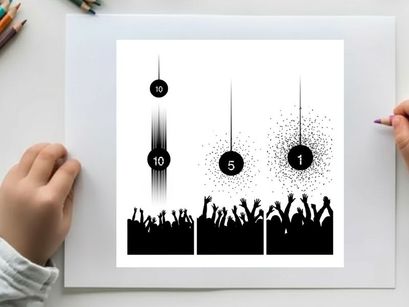 Countdown to event with crowd silhouette and exploding numbers