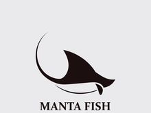 Manta fish or stingray logo design vector vintage illustration skate fish ocean