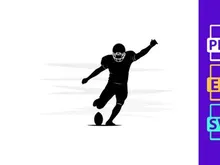 American football player kicking a ball in motion silhouette