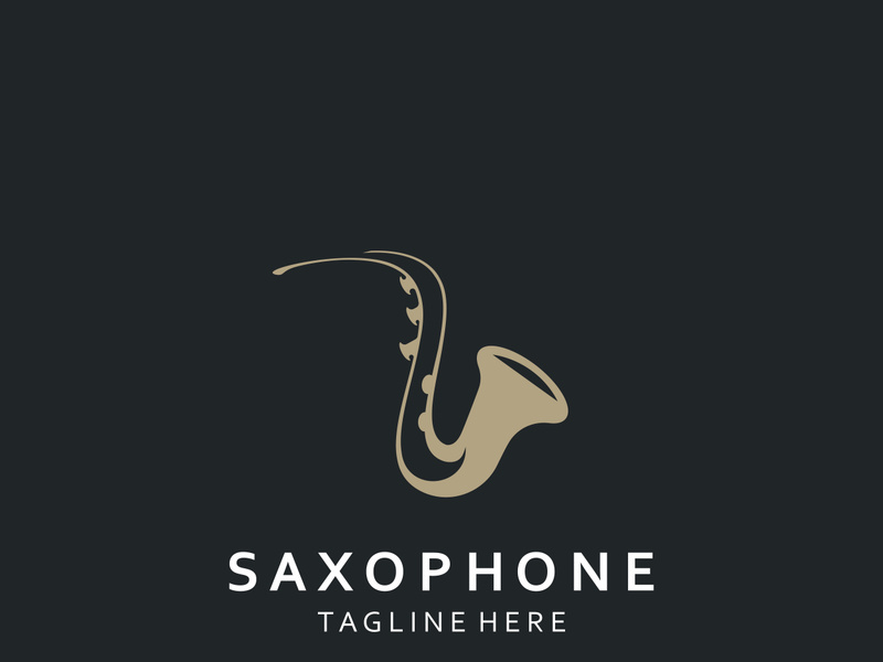 Saxophone music logo design simple modern and minimalist illustration