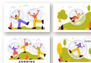 9 Bubble Bump Zorbing Sport Illustration