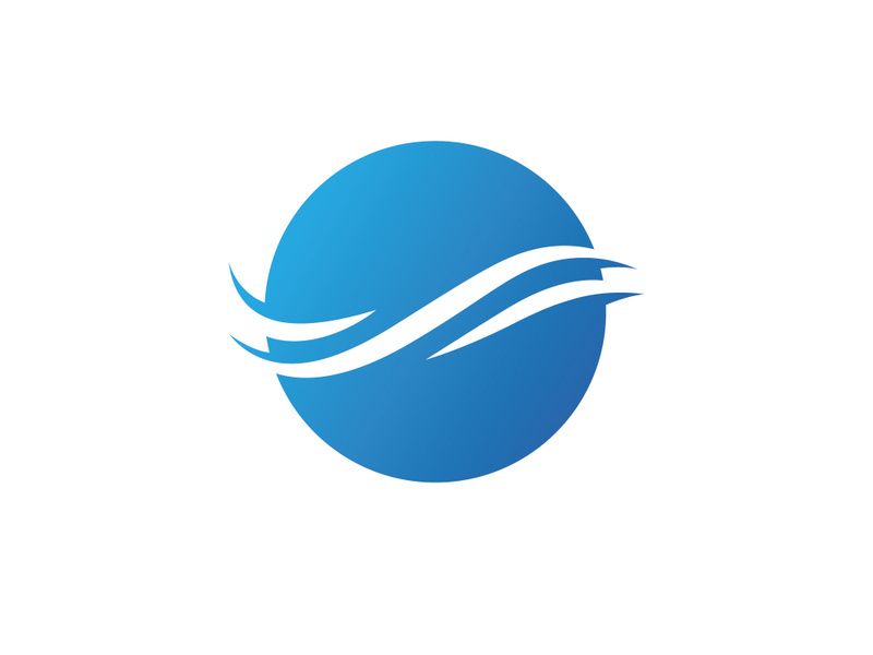 Blue water wave logo, vector icon illustration