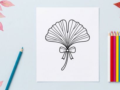 Ilustração Elegante de Folha de Ginkgo para Designs Naturais e Botânicos. Arte de Linha Minimalista para Temas Ecológicos.