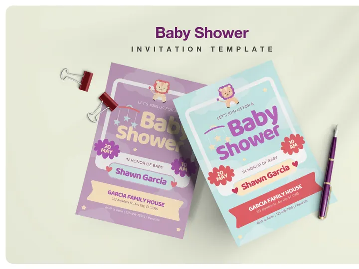 Baby Shower Invitation Portrait