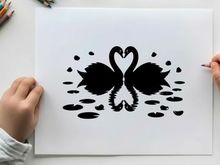 Ilustrasi vektor bentuk hati dua angsa