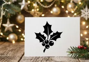 Black Holly Leaf Icon for Holiday Design and Christmas Themes