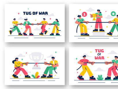 8 Business Competition Tug of War Illustration