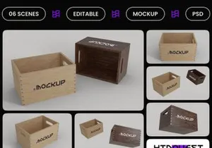 Wooden Fruit Crate Mockup