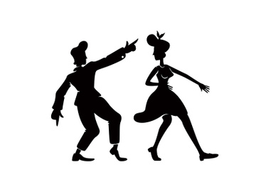 Rock n roll dancers black silhouette vector illustration preview picture