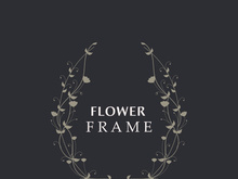 Floral frame flower round shape emblem logotype isolated on white background, leaves luxury linear logo circle style boutique