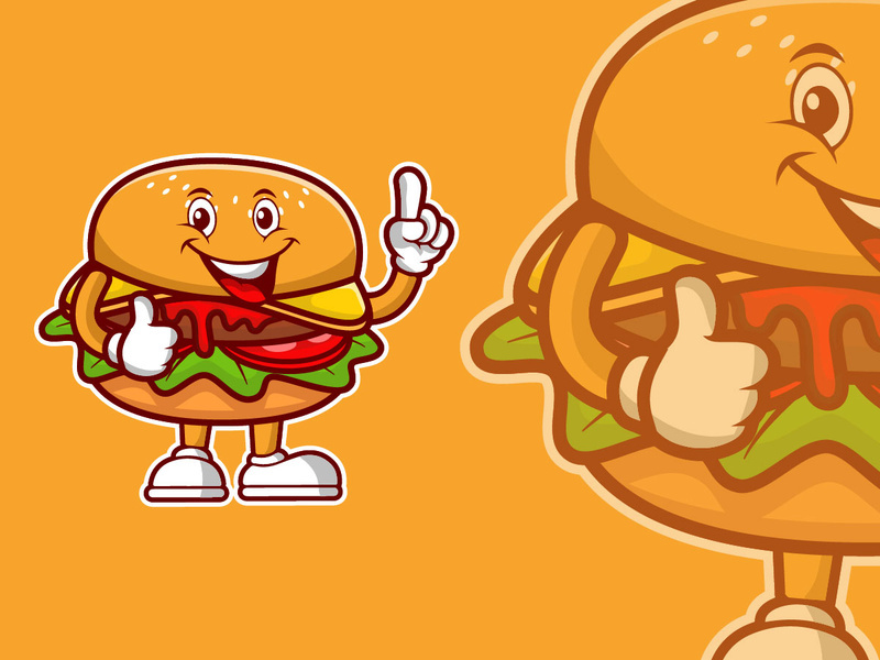 Burger Cartoon mascot Logo design