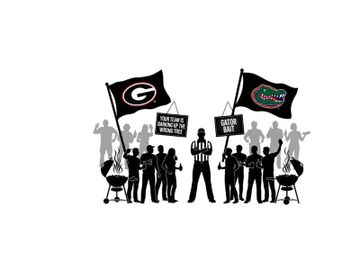 Silhouette of football fans with georgia and florida flags and signs preview picture