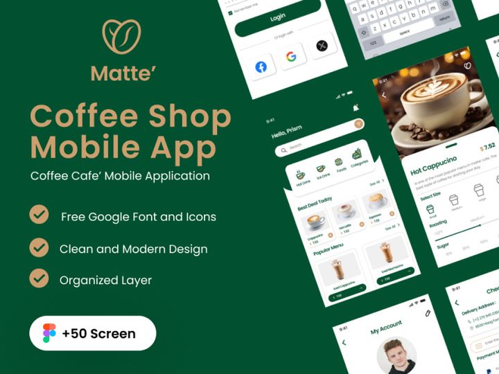 Matte - Coffee Shop Mobile App UI Kit