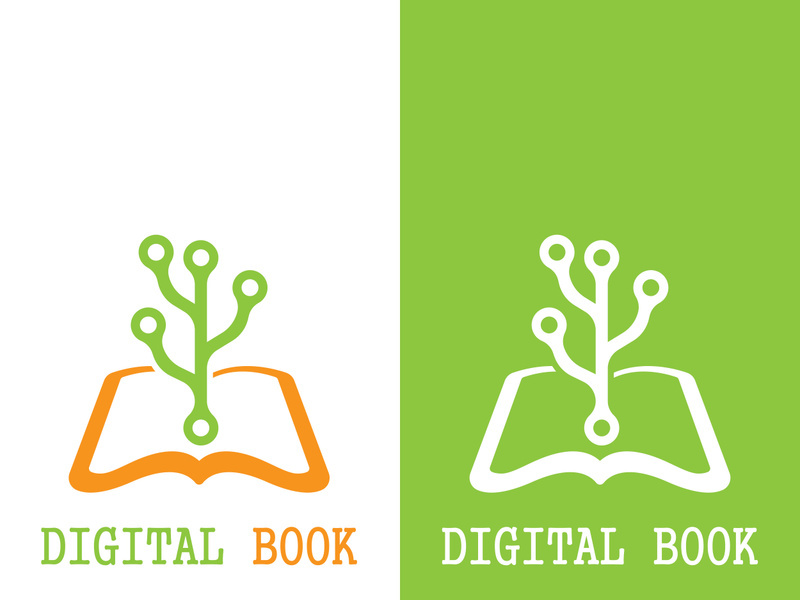 Digital book logo technology vector icon design