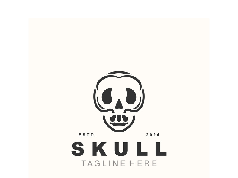 Skull skeleton logo vintage template idea on white background