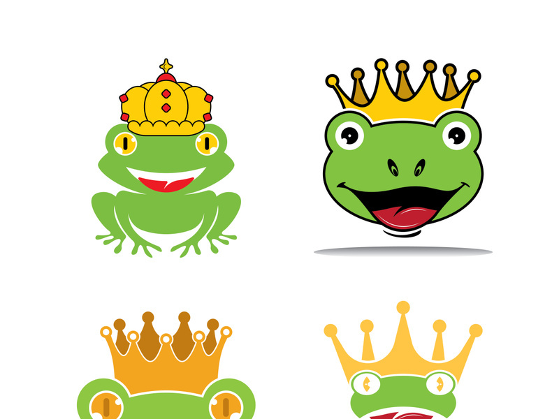 King frog logo icon template design vector illustration