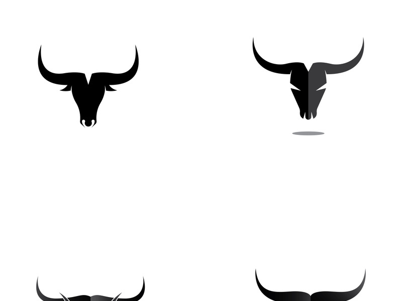 Retro vintage bull head horns logo.