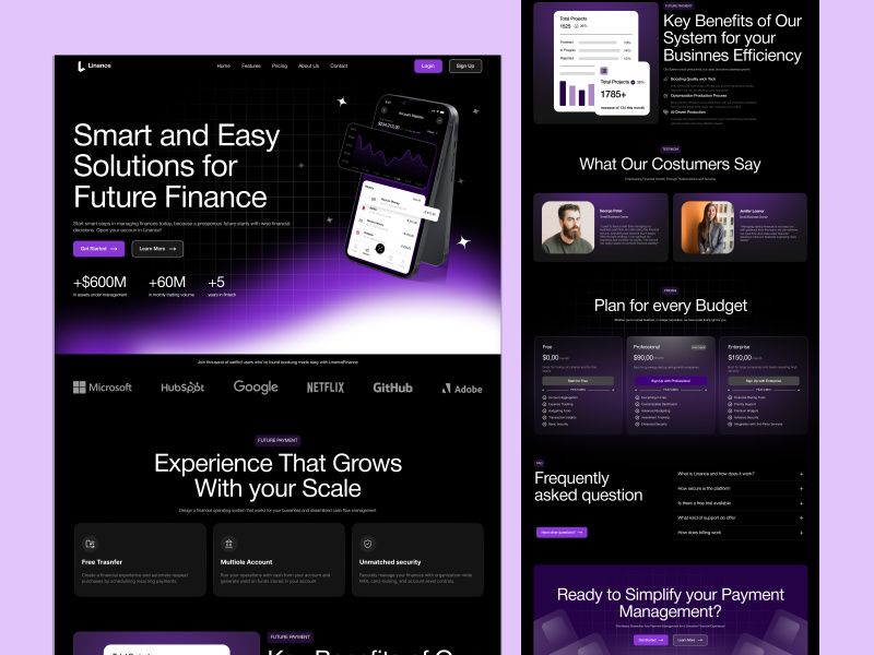 Linance Landing Page - Financial landing Page