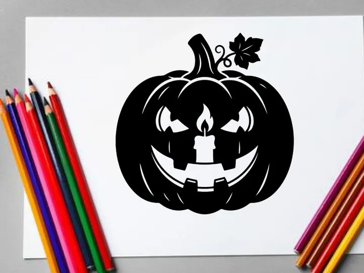 Halloween Pumpkin with Carved Face and Candle Light