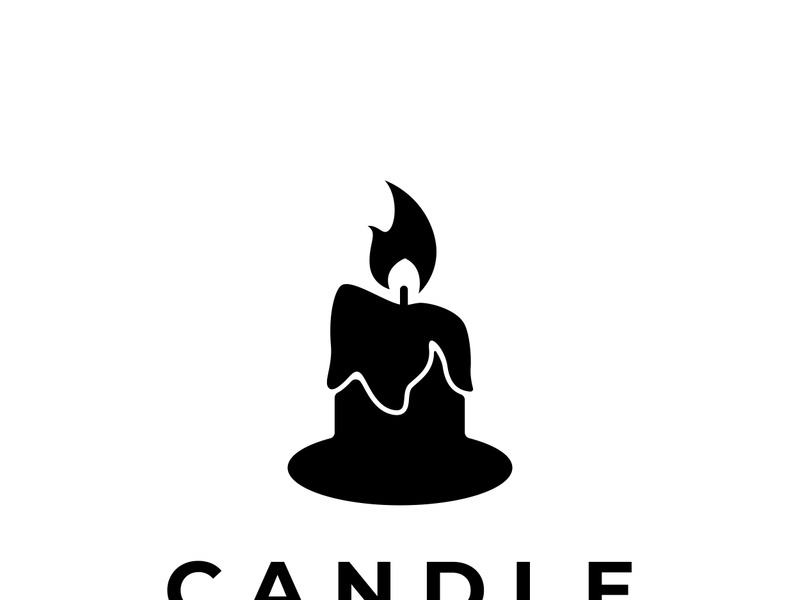 Simple burning luxury candlelight logo design with isolated background.Template for business, sign, company.